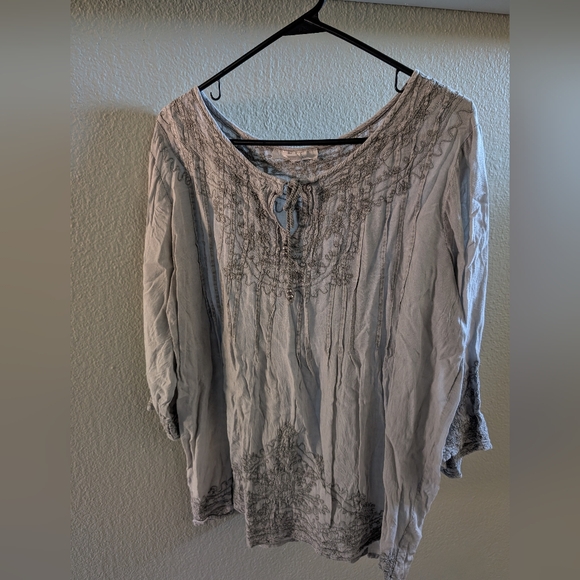 Boho sage green women's blouse size 1X - Picture 1 of 1